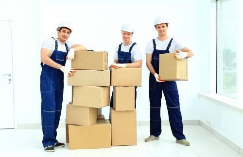Office furniture pick-up in Westminster with desks and chairs prepared for removal