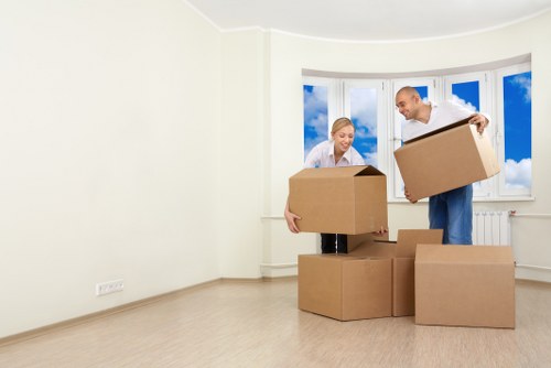 Westminster flat clearance with furniture ready for collection near a shared entrance