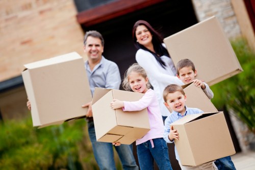 Removal van loaded with boxes for a Westminster flat move